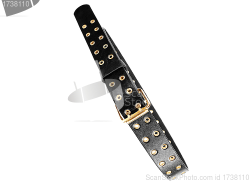 Image of stylish black leather belt isolated