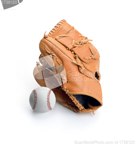 Image of Baseball glove and ball isolated