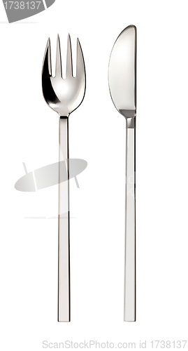 Image of Flatware on white background. Fork and knife.