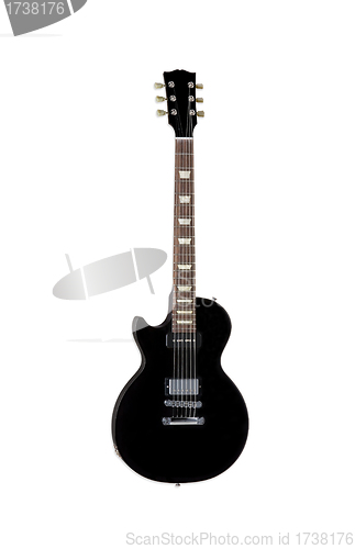 Image of Beautiful black electric guitar isolated on white