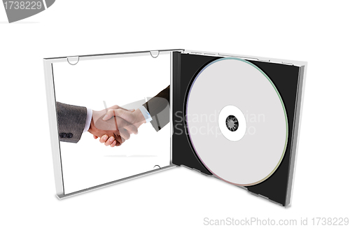 Image of CD with business hands