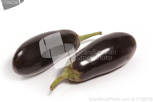 Image of eggplants isolated on white background close up