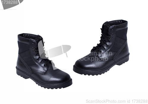 Image of black boots for high mountain