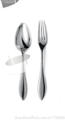 Image of fork and spoon isolated on white