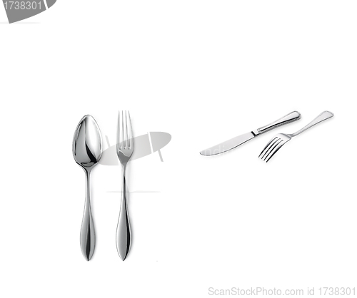 Image of Fork, spoon and knife isolated