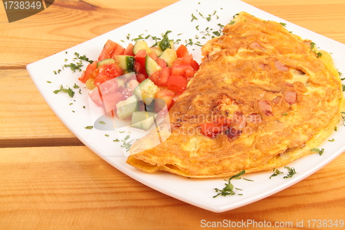 Image of Bacon omelet with vegetables