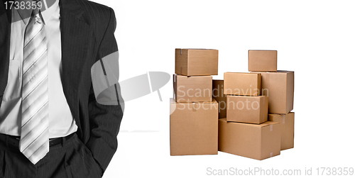 Image of Businessman with Cardboard Boxes