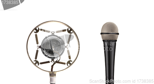 Image of Vintage and modern microphone