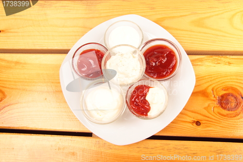 Image of Natural ketchup, from tomatoes on plate