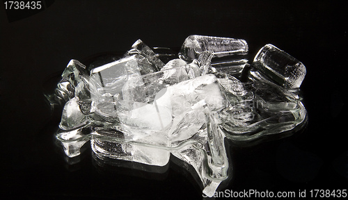 Image of Cubes of ice on a black background