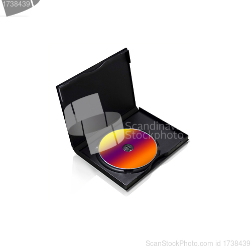Image of The DVD disk in the case isolated on white