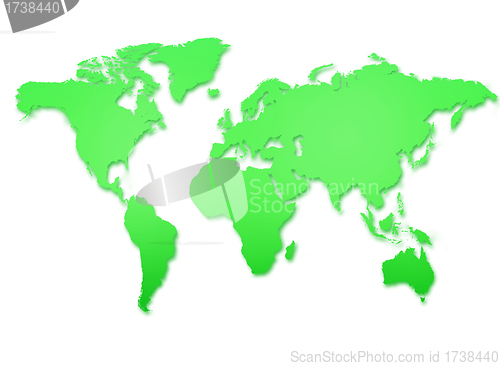 Image of green world map isolated