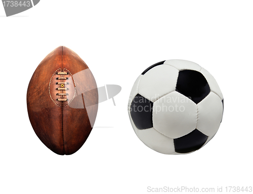 Image of Football and rugby ball isolated