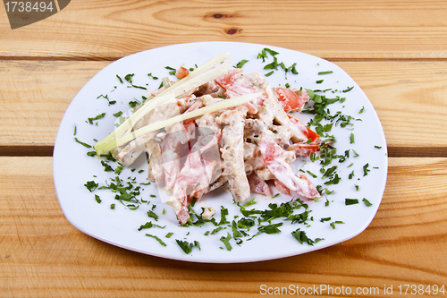 Image of salad on wood