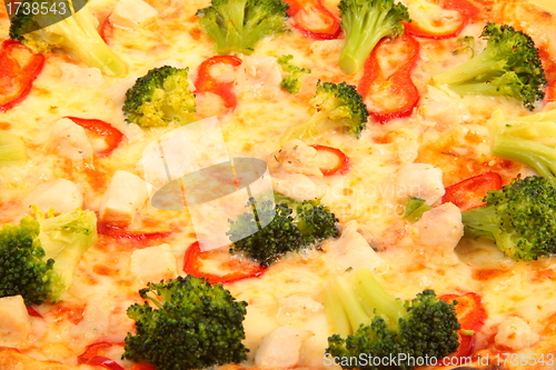 Image of Pizza with broccoli background