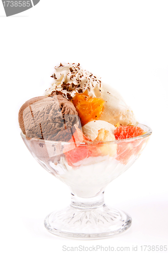 Image of Ice Cream in bowl with fruits