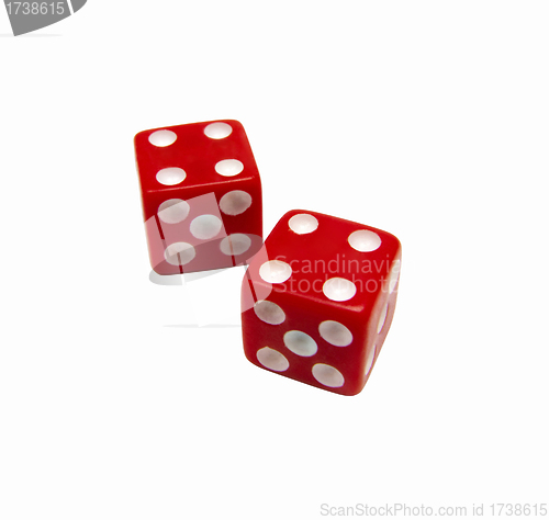 Image of red dice isolated on white