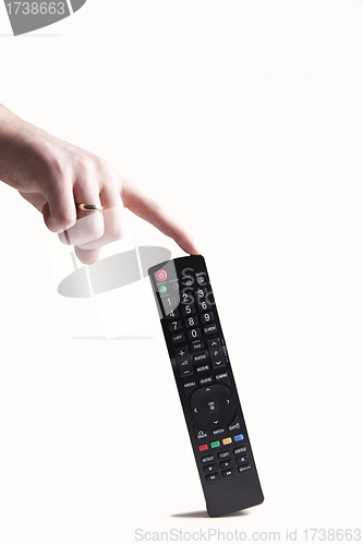 Image of Remote control and hand