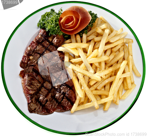 Image of steak with fried potatoes