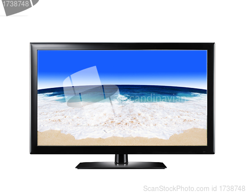 Image of LCD display showing sandy beach