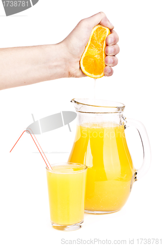 Image of orange juice pouring into glass