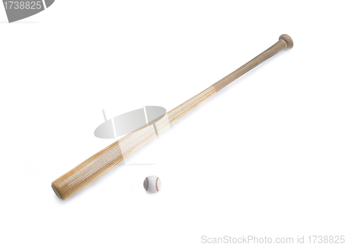 Image of Baseball bat and ball isolated