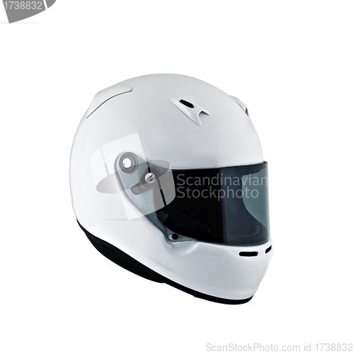 Image of modern white motorcycle helmet