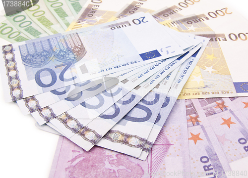 Image of Euro banknotes close up