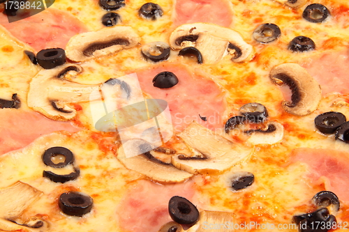 Image of Appetizing pizza with mushrooms