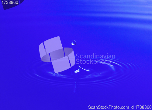 Image of Droplet falling in blue water
