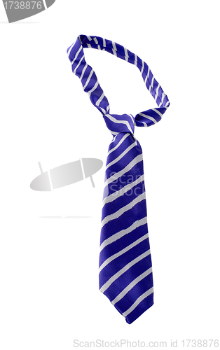 Image of blue striped necktie on a white background