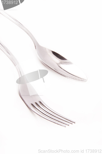 Image of fork, spoon isolated on white