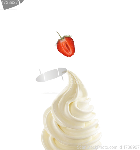 Image of Soft ice-cream top and strawberry