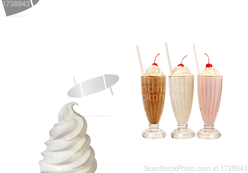 Image of Soft ice-cream top with cherry top milkshakes