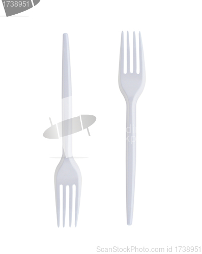 Image of Plastic Forks on White Background