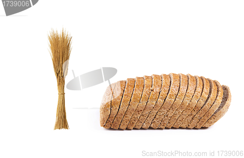 Image of wheat and loaf of bread isolated