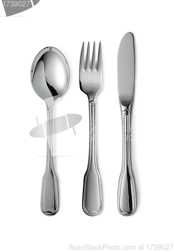 Image of Fork spoon and knife isolated