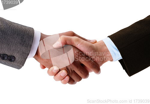 Image of Hand shake between a businessmans