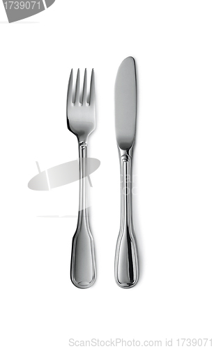 Image of knife and fork on a white background