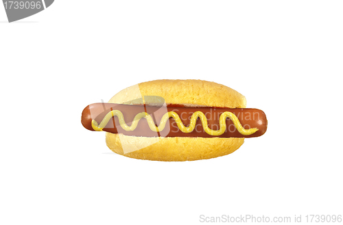 Image of Freshly  hot dog with yellow mustard