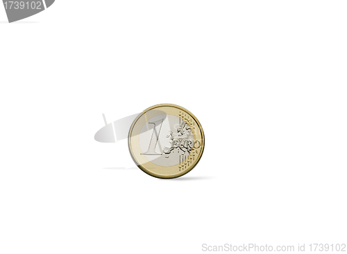 Image of Close-up of an uncirculated one Euro coin.