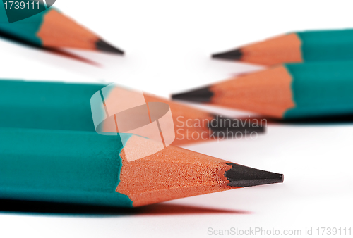 Image of close up of green pencils