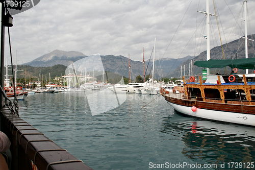 Image of Boats docked at port