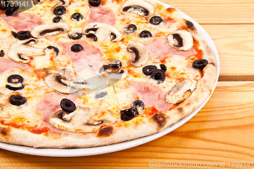 Image of Appetizing pizza with mushrooms