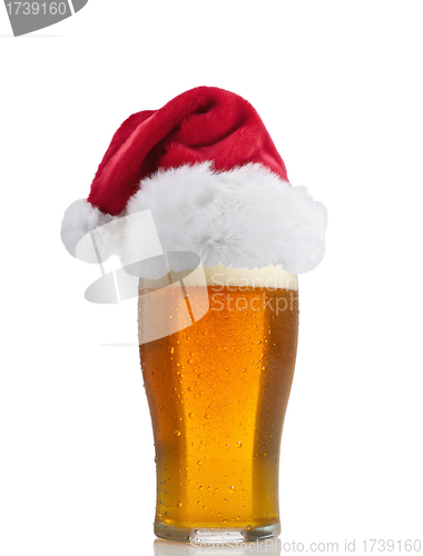 Image of Santa Claus hat with beer