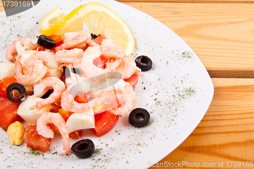 Image of Shrimp salad on white plate