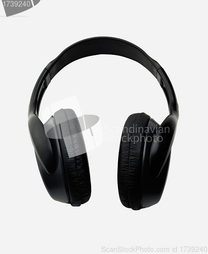 Image of Music equipment The black headphone isolated