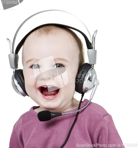 Image of young child with headset