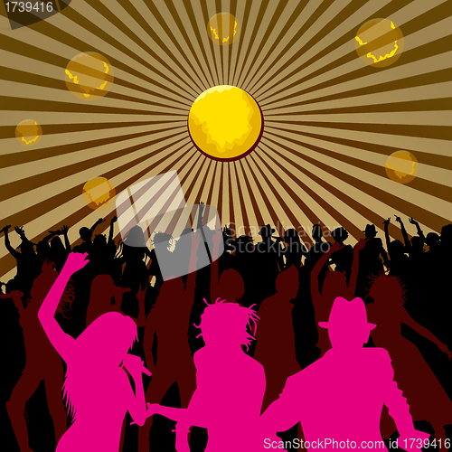 Image of Dancing and Singing People Silhouettes