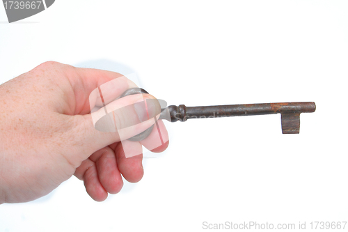 Image of Old key in hand